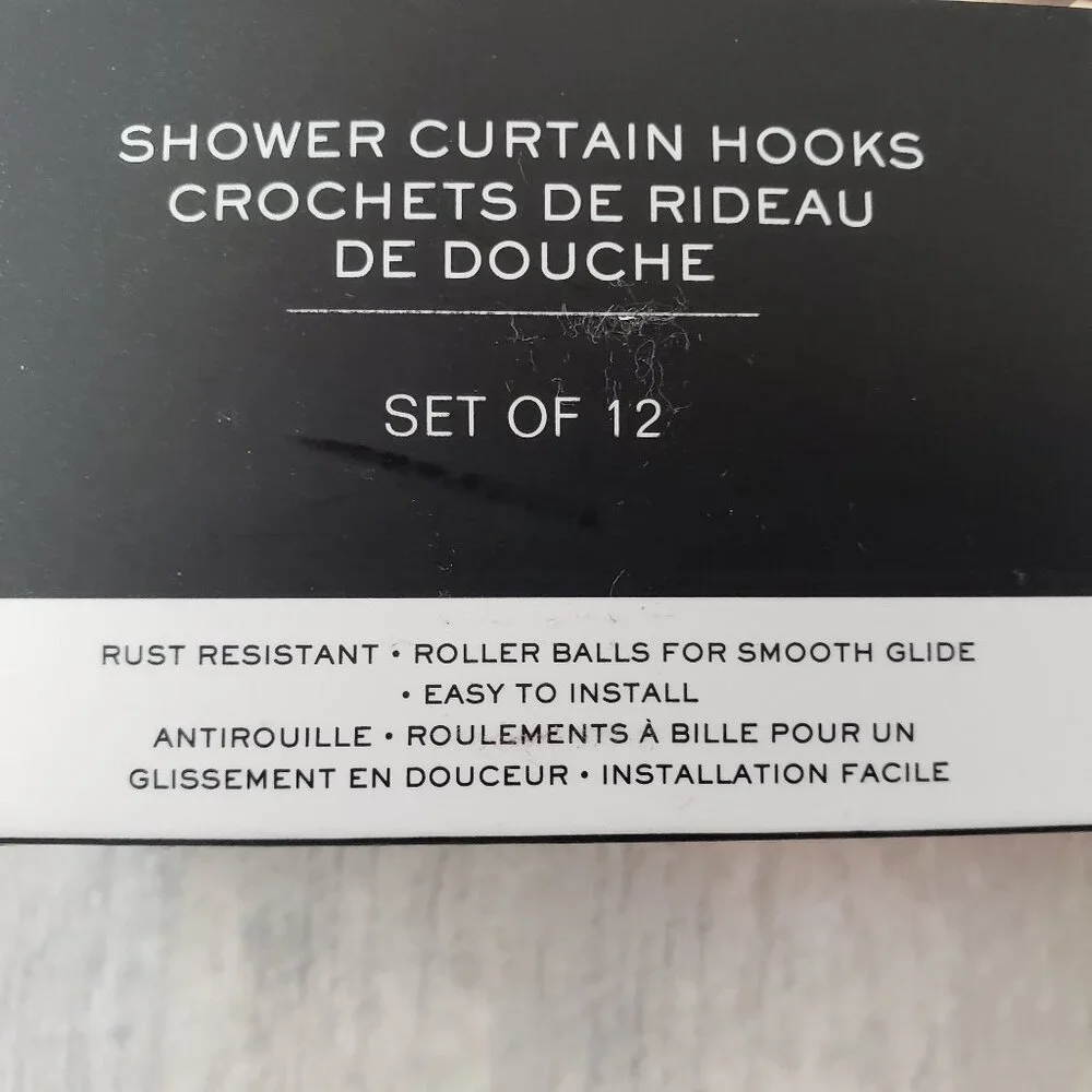 NWT - Lauren Ralph Lauren Shower Curtain Hooks Set of 12 in Matte Black